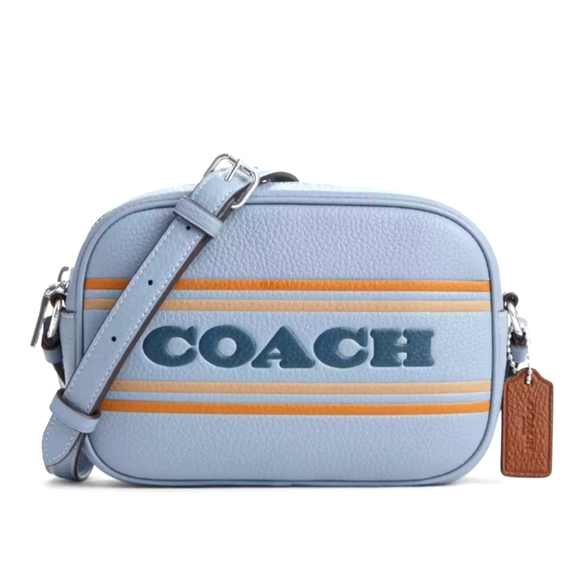 New! Mini Jamie Camera Bag with Coach Stripe in Grey Mist Multi - Picture 1 of 6